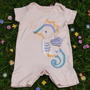 Mothercare Made With Love Seahorse Nautical‎ Snap Close Jumper Girl's 9-12mo